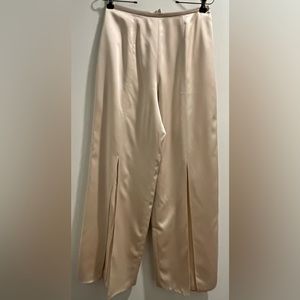 New Kay Unger holiday dressing with front split silk pants